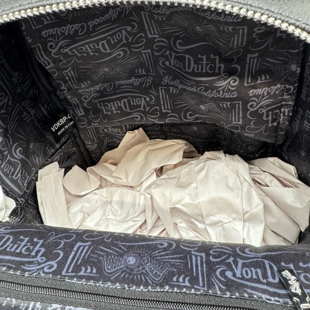 Von Dutch Sticker Logo Unisex Backpack Faux Leather Y2K Style VDKBP-027 NWT.